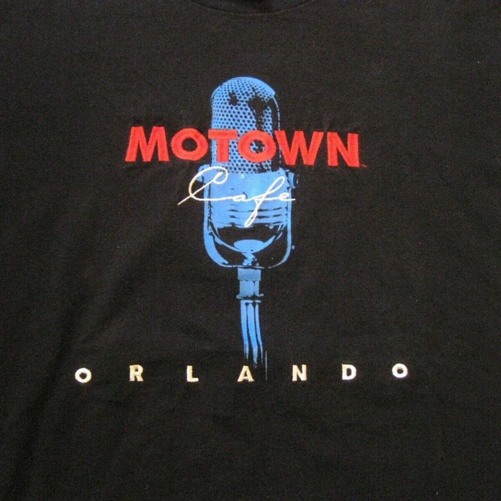 Vintage Motown Cafe Orlando Front Graphic T Shirt Black size Large Made In USA